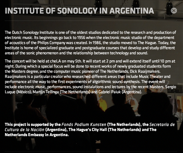 Institute of Sonology in Argentina
